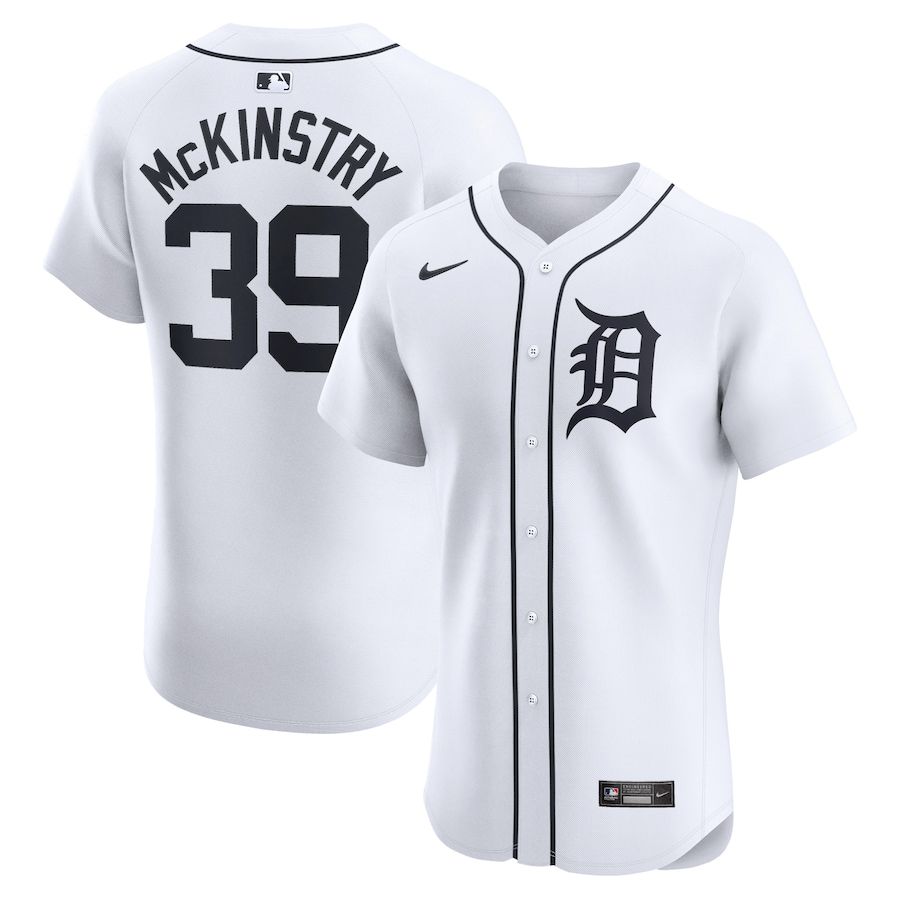 Men Detroit Tigers #39 Zach McKinstry Nike White Home Elite Player MLB Jersey